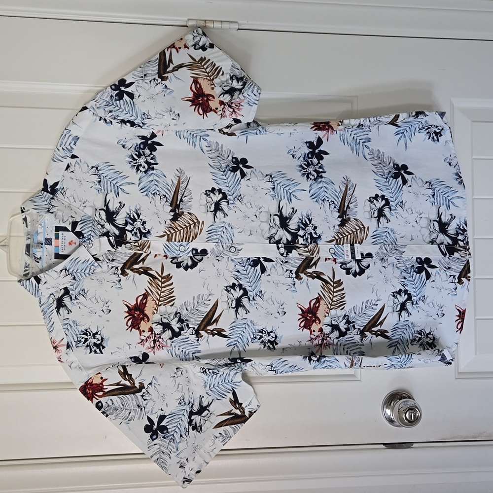 Cactus Man Ricky Singh White Floral Short Sleeve Shirt Size XL NEW - Picture 3 of 10
